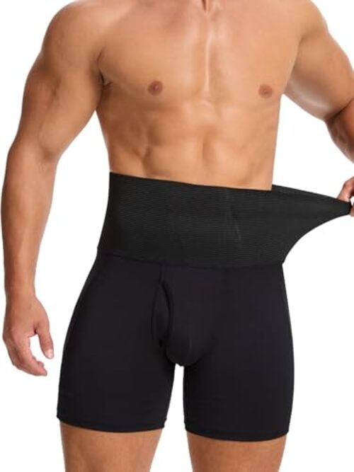 Shapewear Shorts for Men Tummy Control Shorts Small 1# Grey Black（middle Waist）