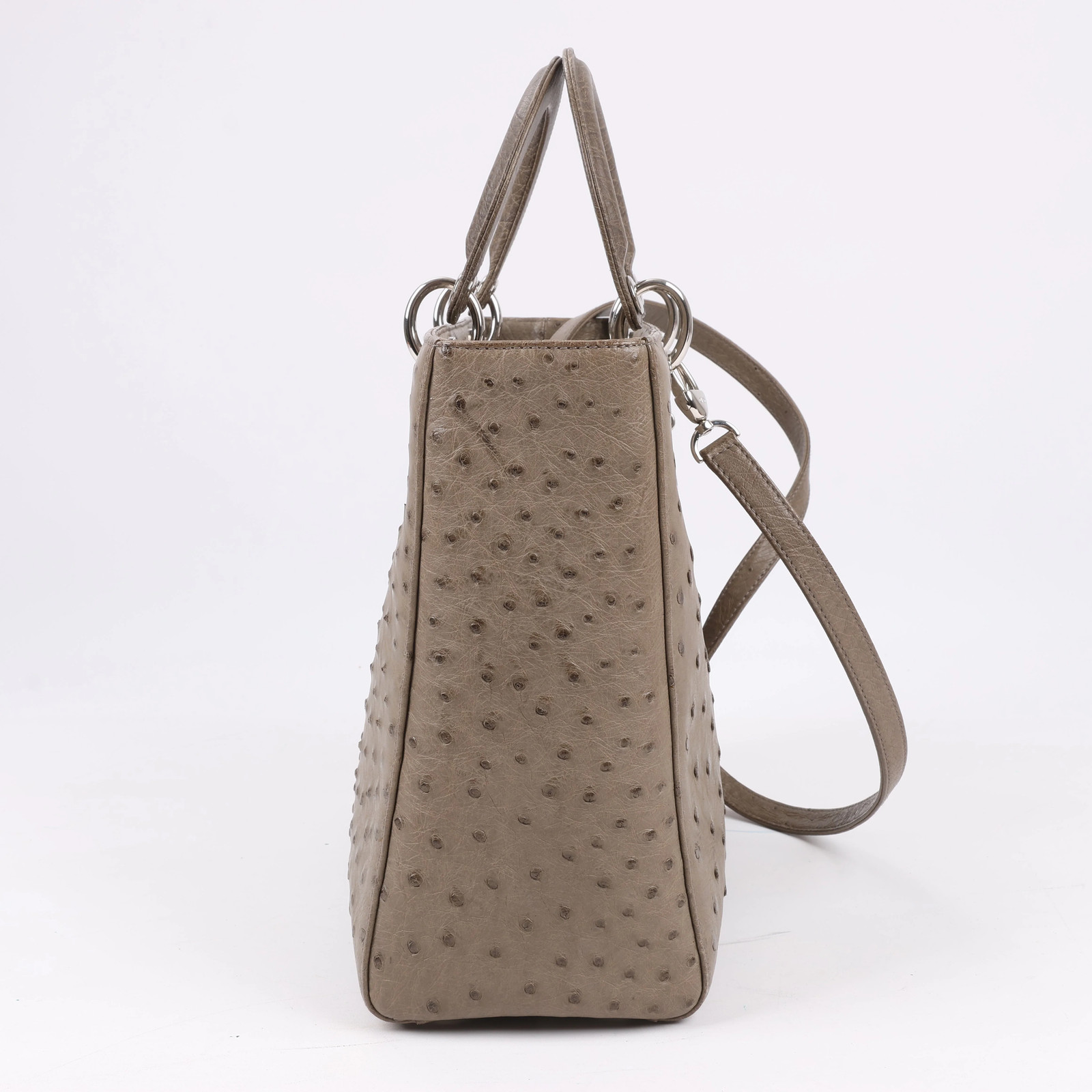 Dior Lady Dior Ostrich Large 2Way Handbag in Brown