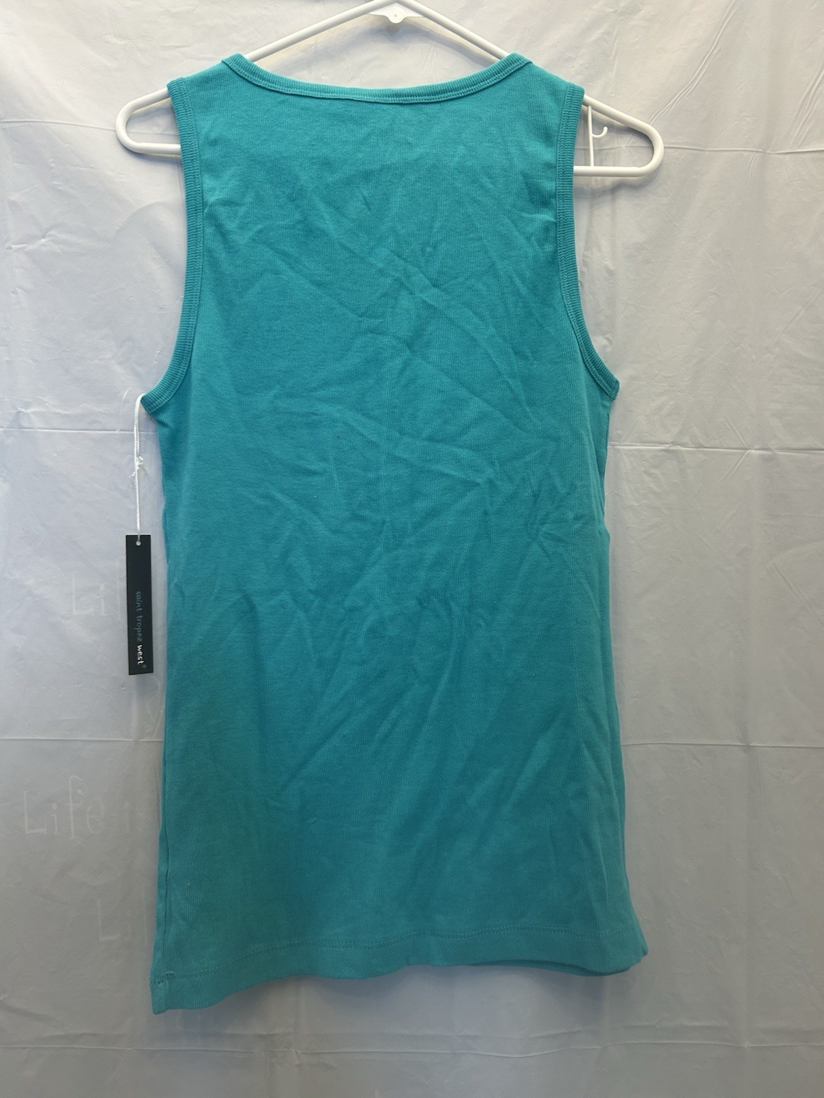 Saint Tropez West Junior’s Turquoise Tank Top 95% Cotton/5% Spandex Sz XL NWWT