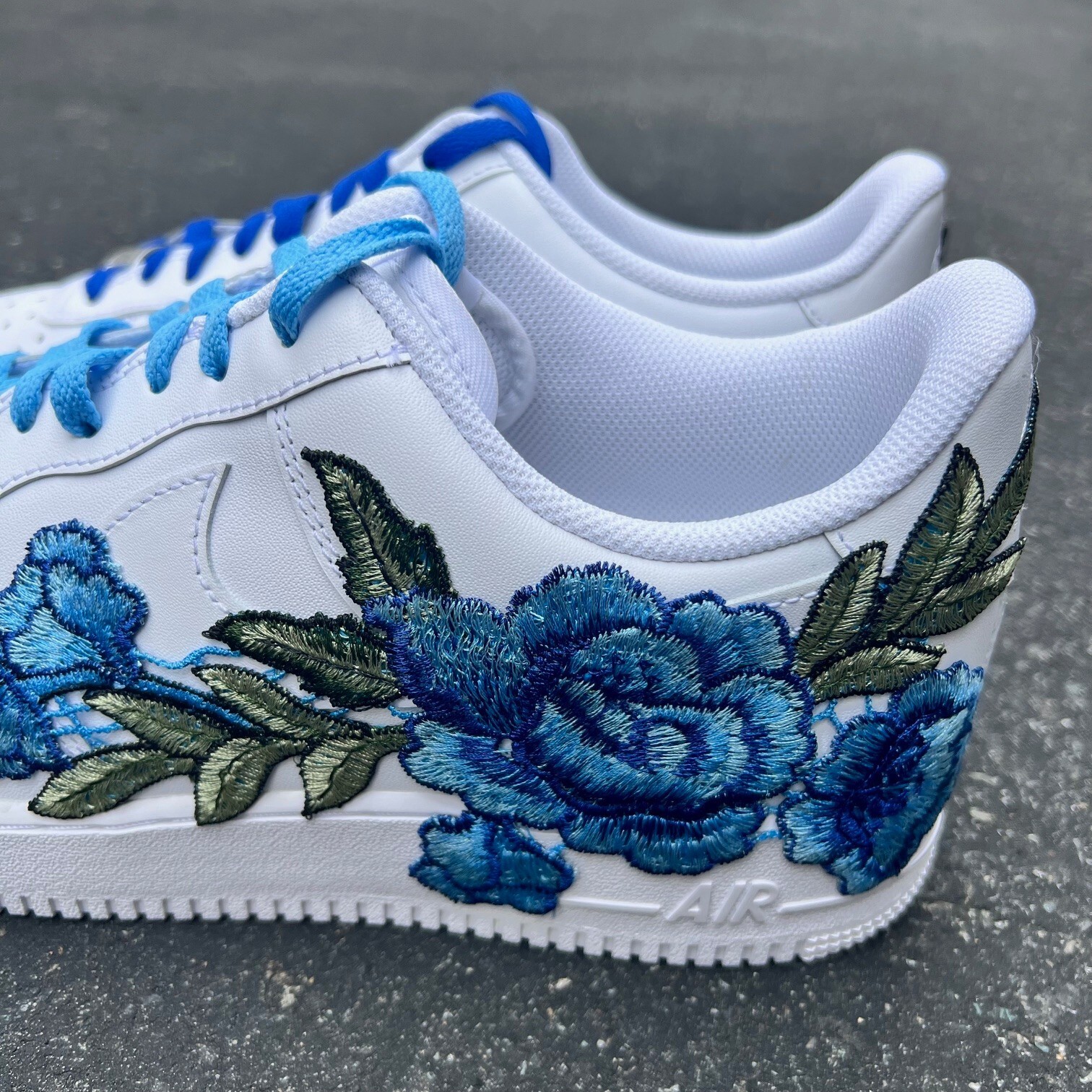 Air Force 1 Custom Rose ‘Blue Bloom’ Floral Shoes Mens 8 8.5 9 9.5 10 10.5 11 12