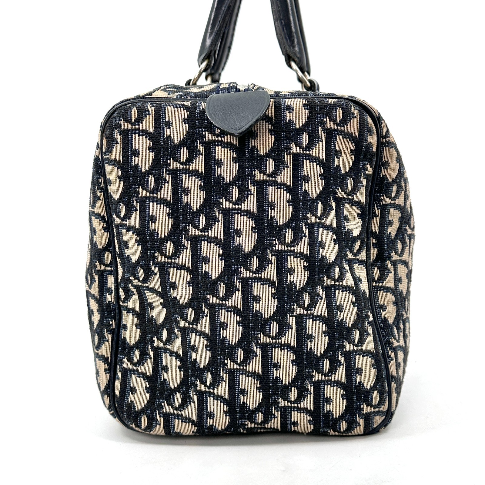Christian Dior Trotter Handbag Boston Bag Navy Black