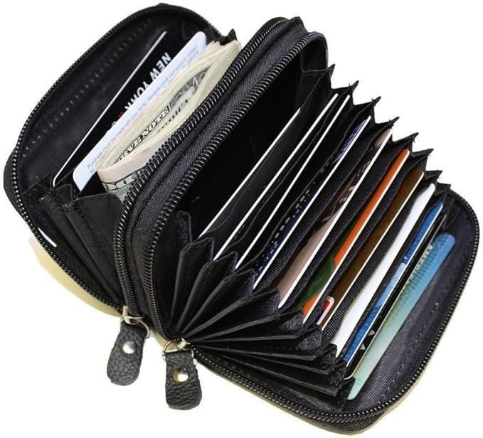 Marshal Genuine Leather Credit Card Holder Wallet Accordion Double Zipper…
