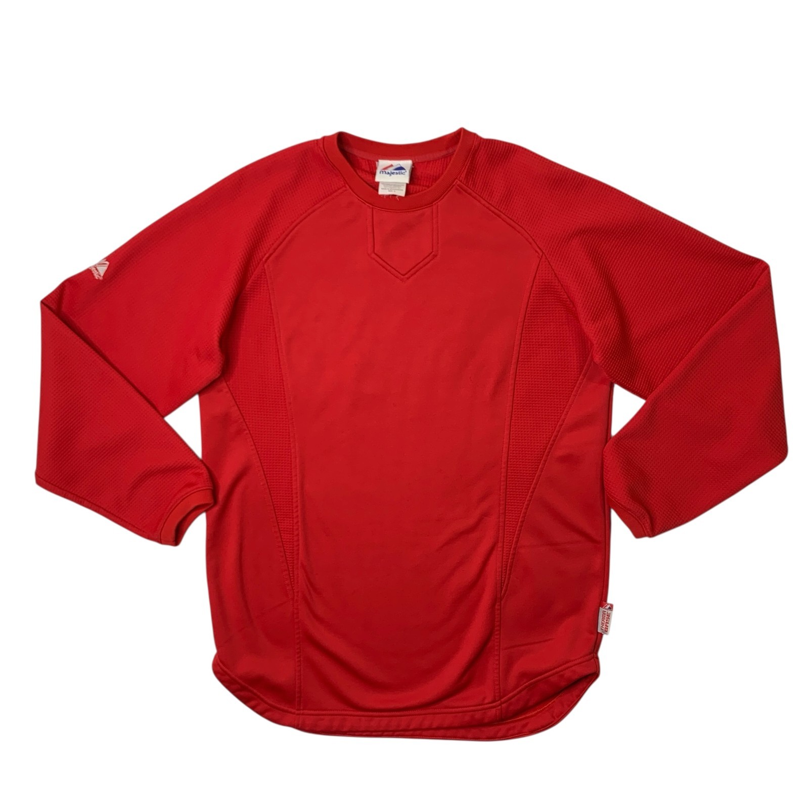 Majestic Sweatshirt Mens Small Red Therma Base Batting Practice Warm Up Pullover
