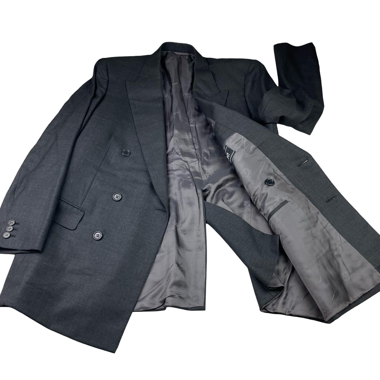 Ermenegildo Zegna Men’s Bespoke Double Breasted Suit Gray Plaid • 42S | 38×30