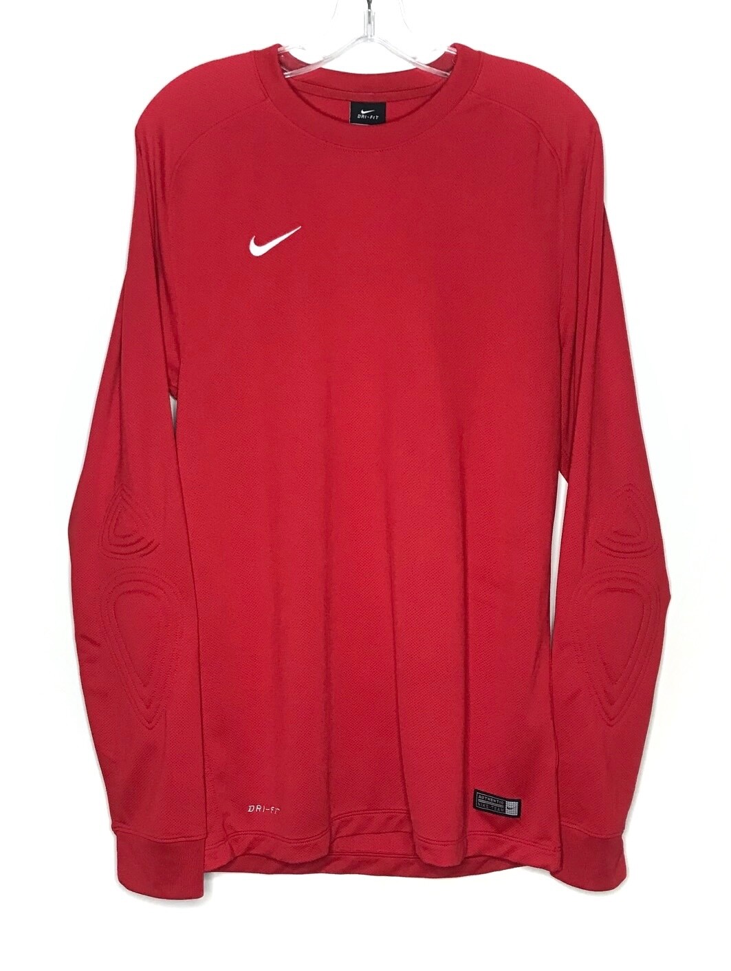 Nike Team Dri-Fit Shirt Mens S Red Elbow Pads Long Sleeve Soccer