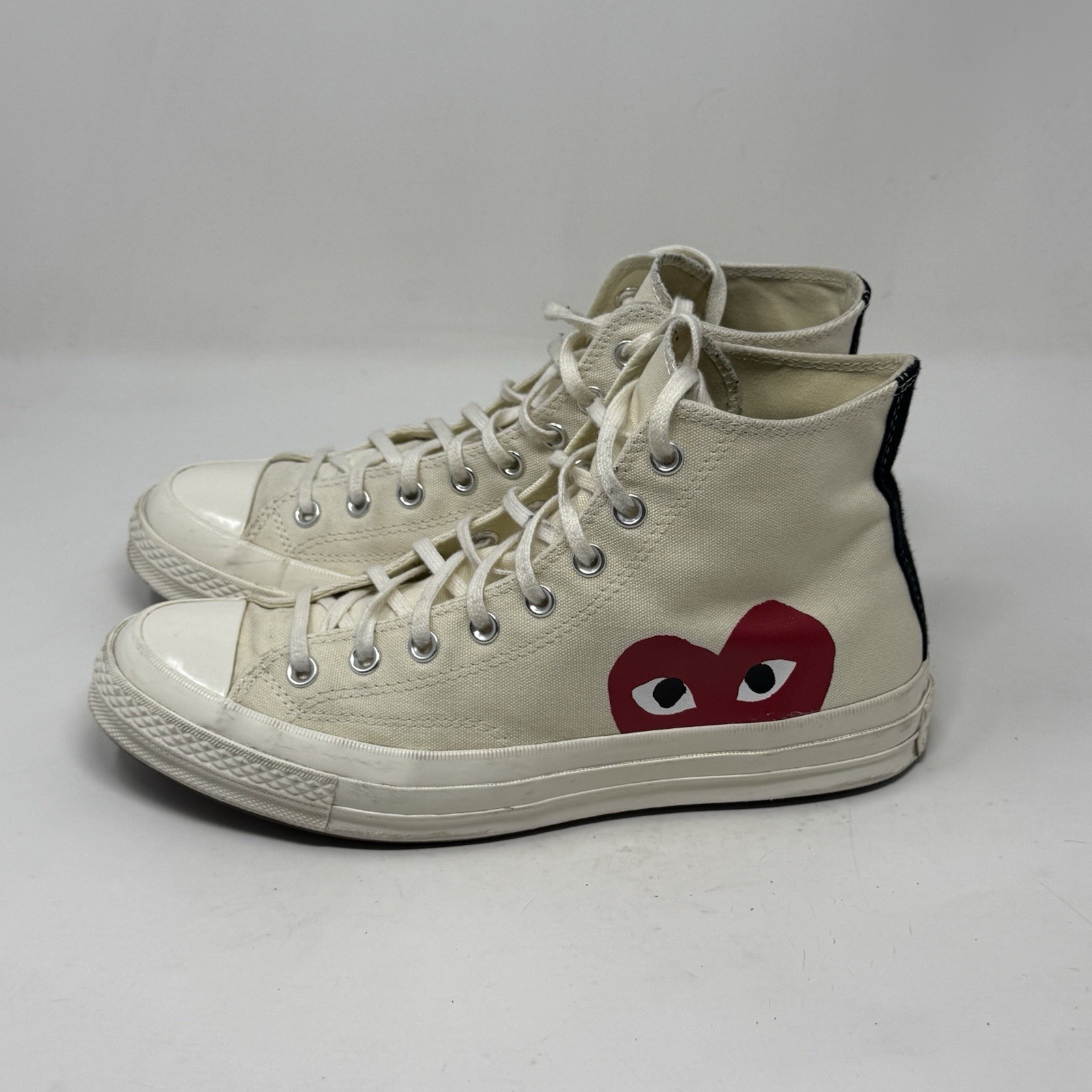 Converse x Comme des Garcons Play Chuck 70 Hi Mens 10 White Grunge Skate Shoes