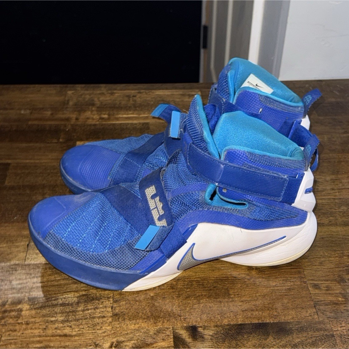 Nike LeBron Soldier 9 Basketball High Top Shoes Blue/White US 14 749498