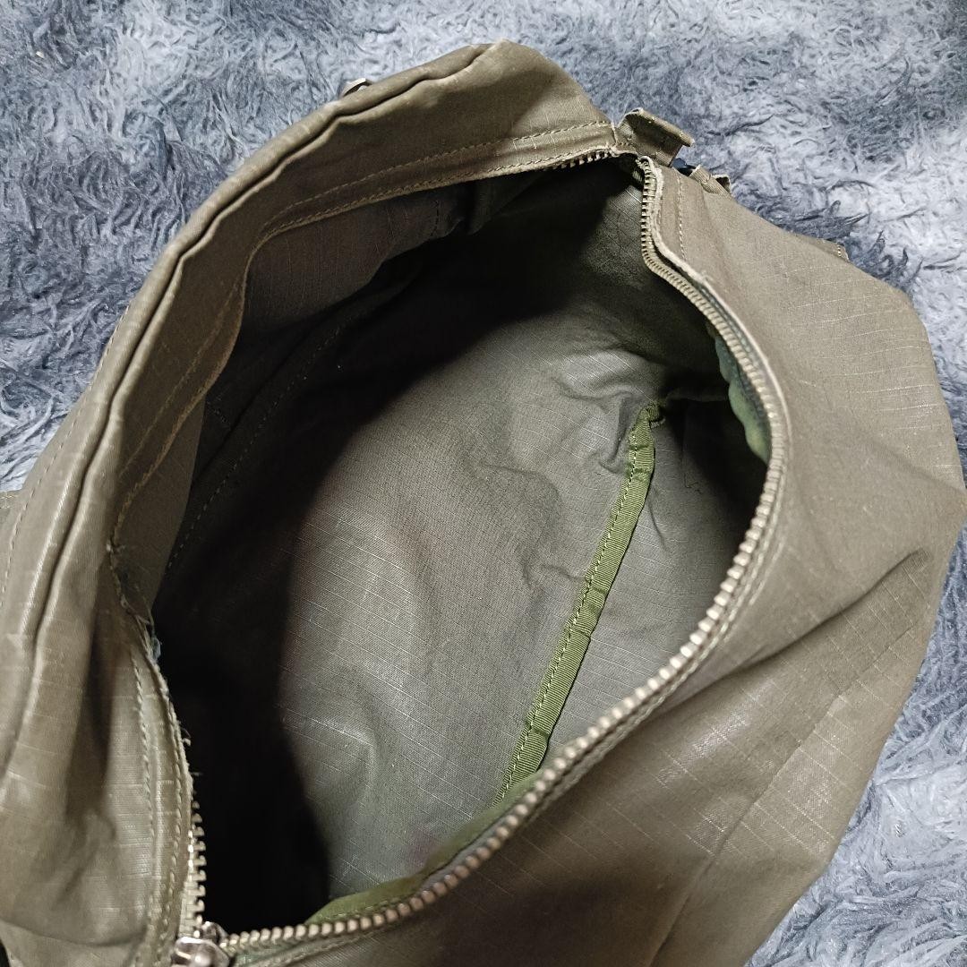 Authentic PORTER Military Body Bag 34x17x13cm Khaki Grunge 2Way with Wear