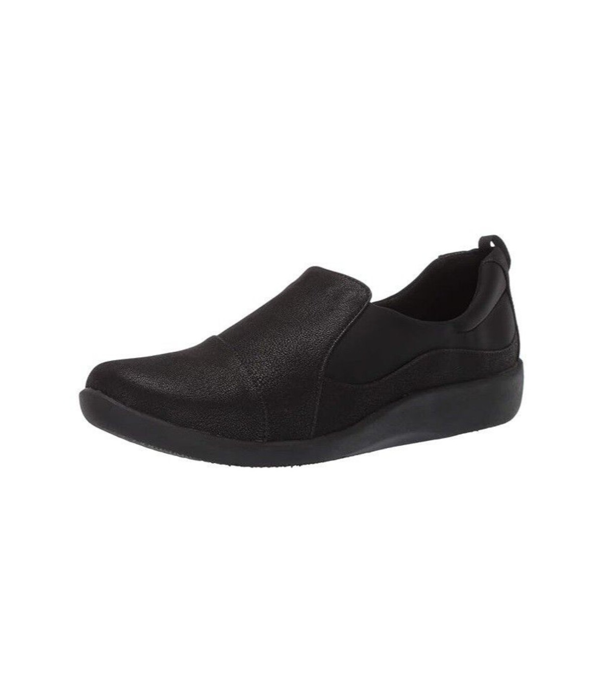 Clarks Womens 8.5 W Black Sillian Slip On Flat Comfort Shoe NIB OK0