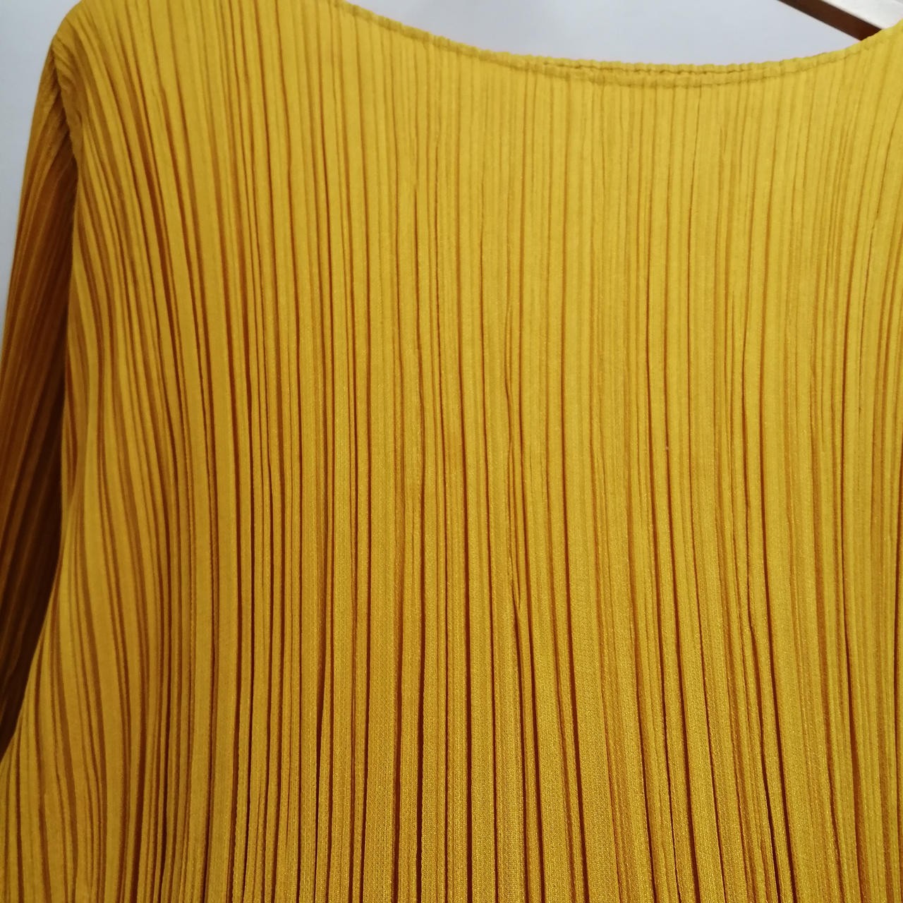 Pleats Please Yellow Long Length Cut & Sew L Top Nylon Blend 28.7in