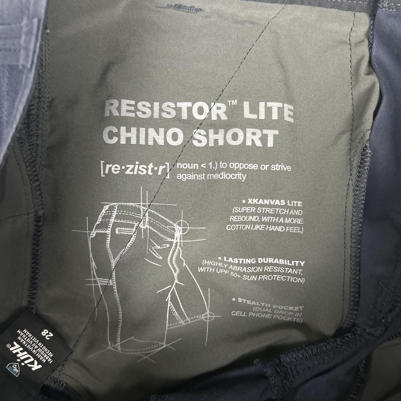 Kuhl Shorts Mens 28 Blue Resistor Lite Chino 10″ Stretch Outdoor Hiking