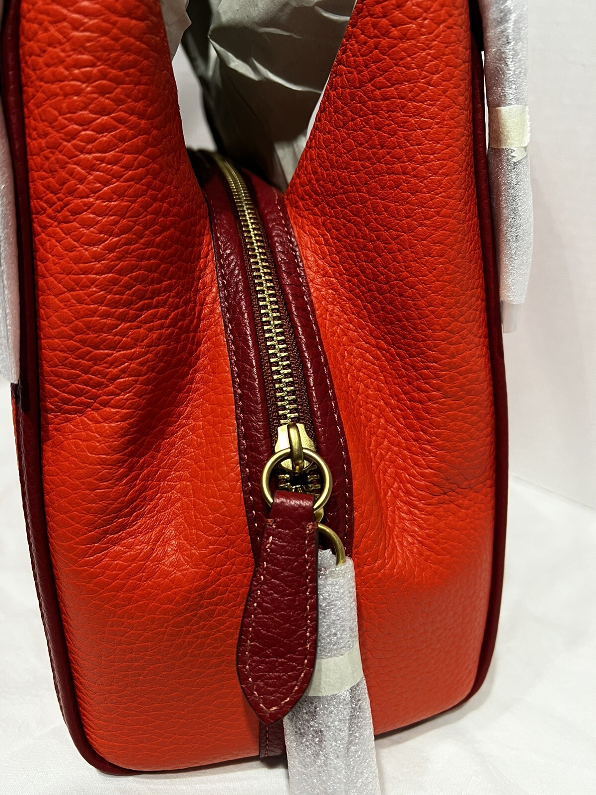 New Coach Lori Shoulder Bag Leather Colorblock Brass/Red Orange Multi C6627