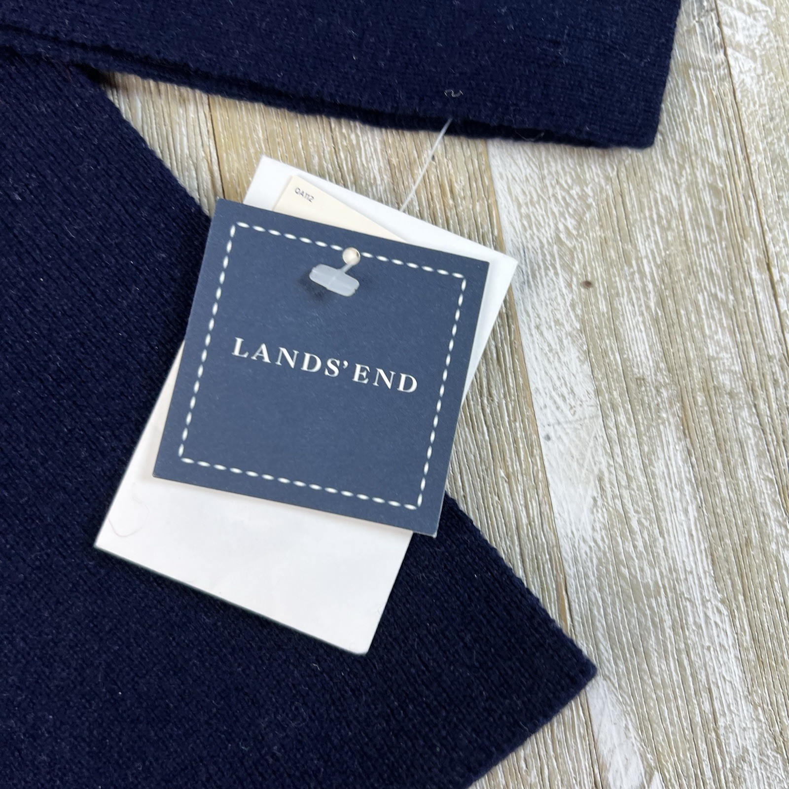 Lands End Navy Blue 100% Cashmere Skinny Scar 64×5-inches New