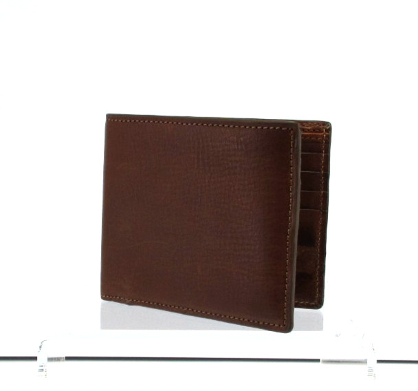 Wallet Mens Smooth Leather Bifold Leather Lining NEW Brown
