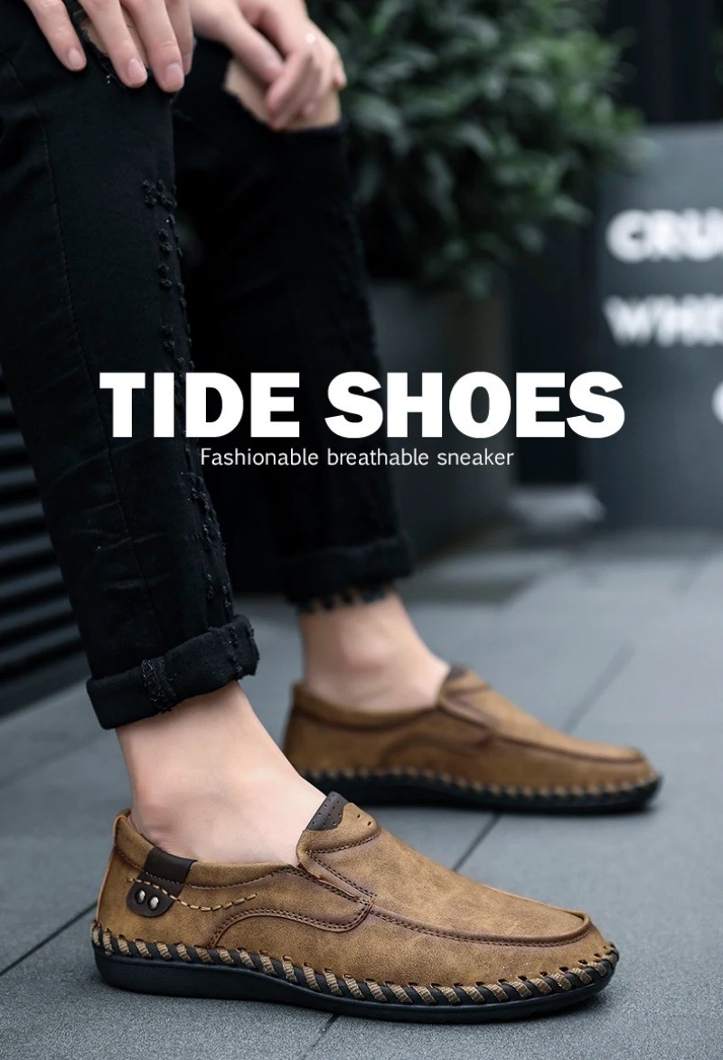 Men’s Handmade Loafers Synthetic Leather Slip-On Driving Casual Wear EU40-48