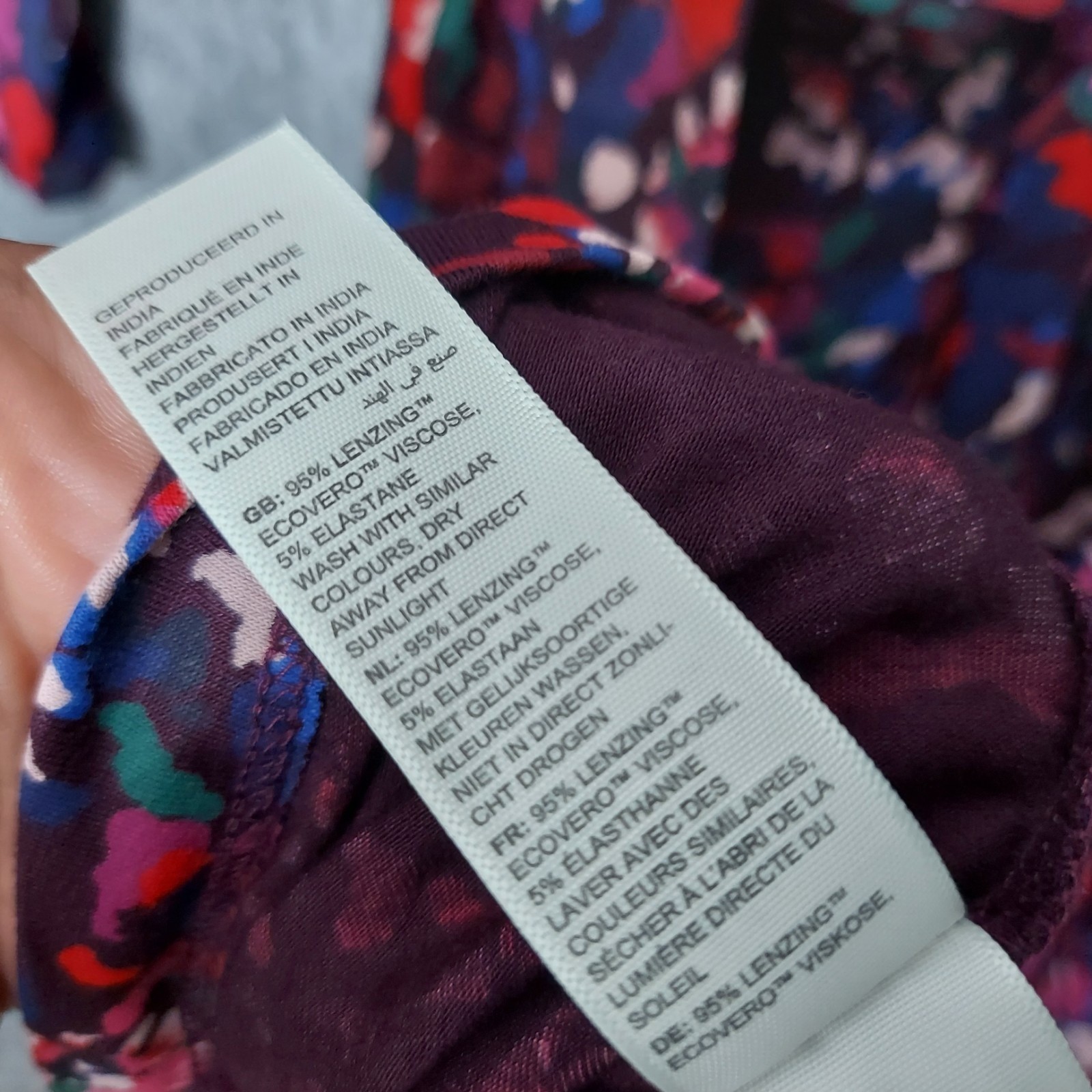NWOT Fat Face Dress Women 10 Purple Floral Faux Wrap Long Sleeve Knee Length