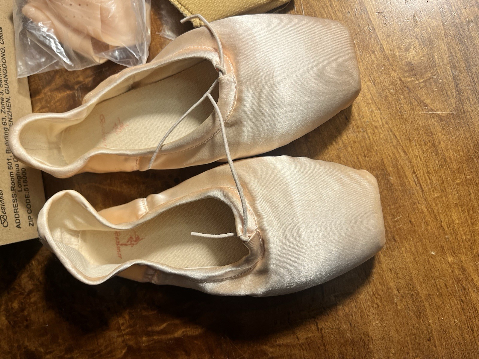 Bezioner Ballet Pointe Shoes Pink Satin BalletDance Shoes with Toe Pads Sz L, 42