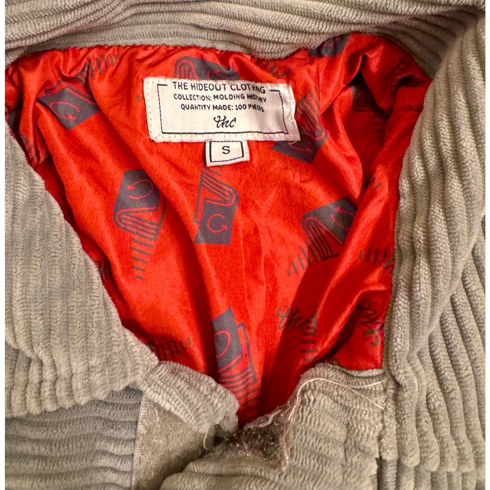 The Hideout Clothing Psychedelic Corduroy Jacket/Pants Set Size S Gray/Red