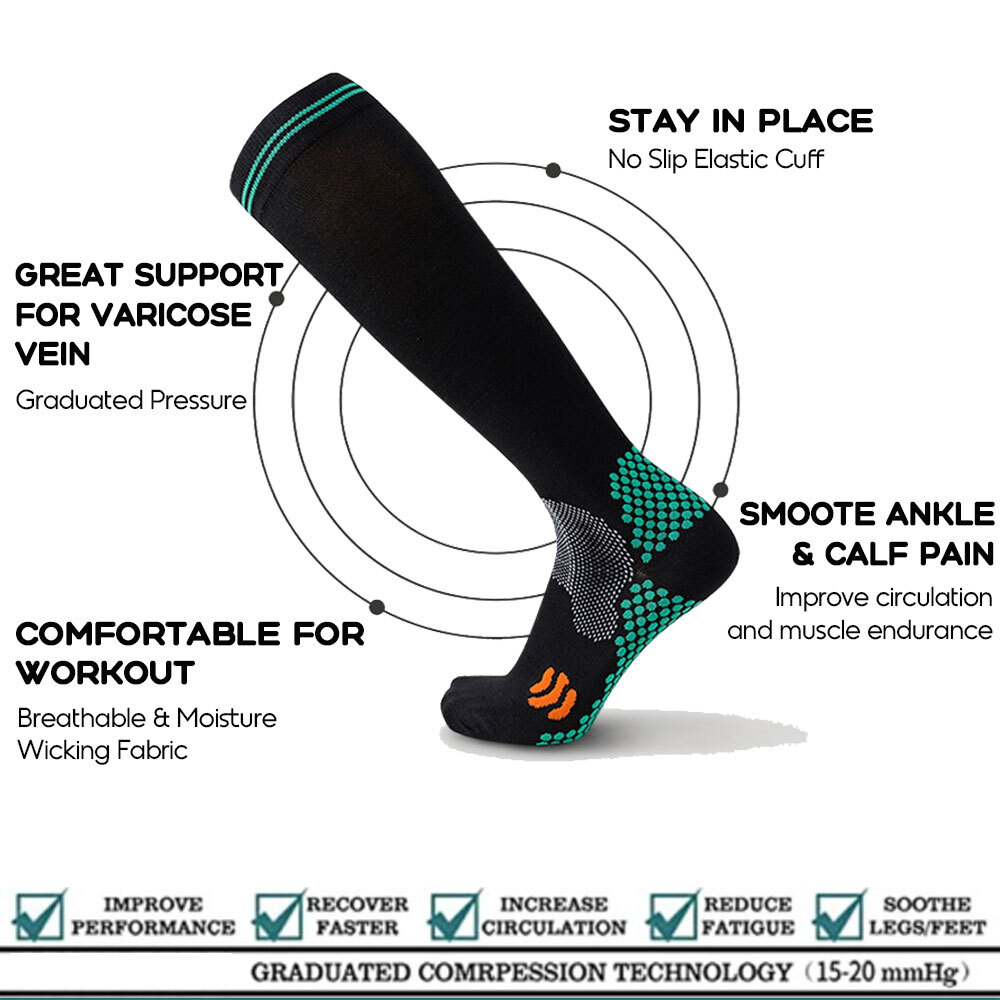 3 Pairs Compression Socks Pain Relief Calf Leg Foot Support Stocking Men Women
