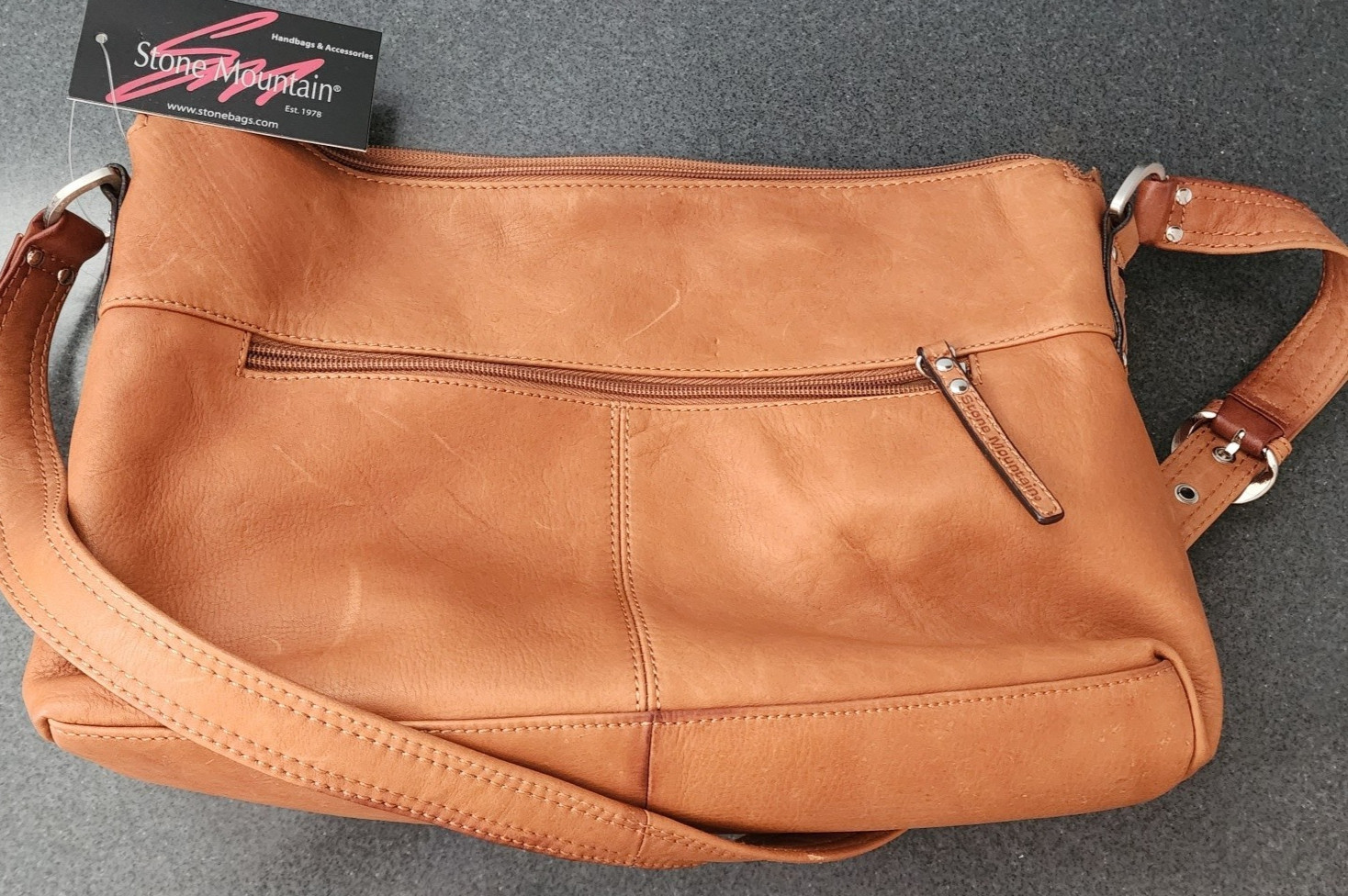 VTG NWT Macy’s Tan High Country Genuine Leather Handbag Purse 13.5×8.75 inches