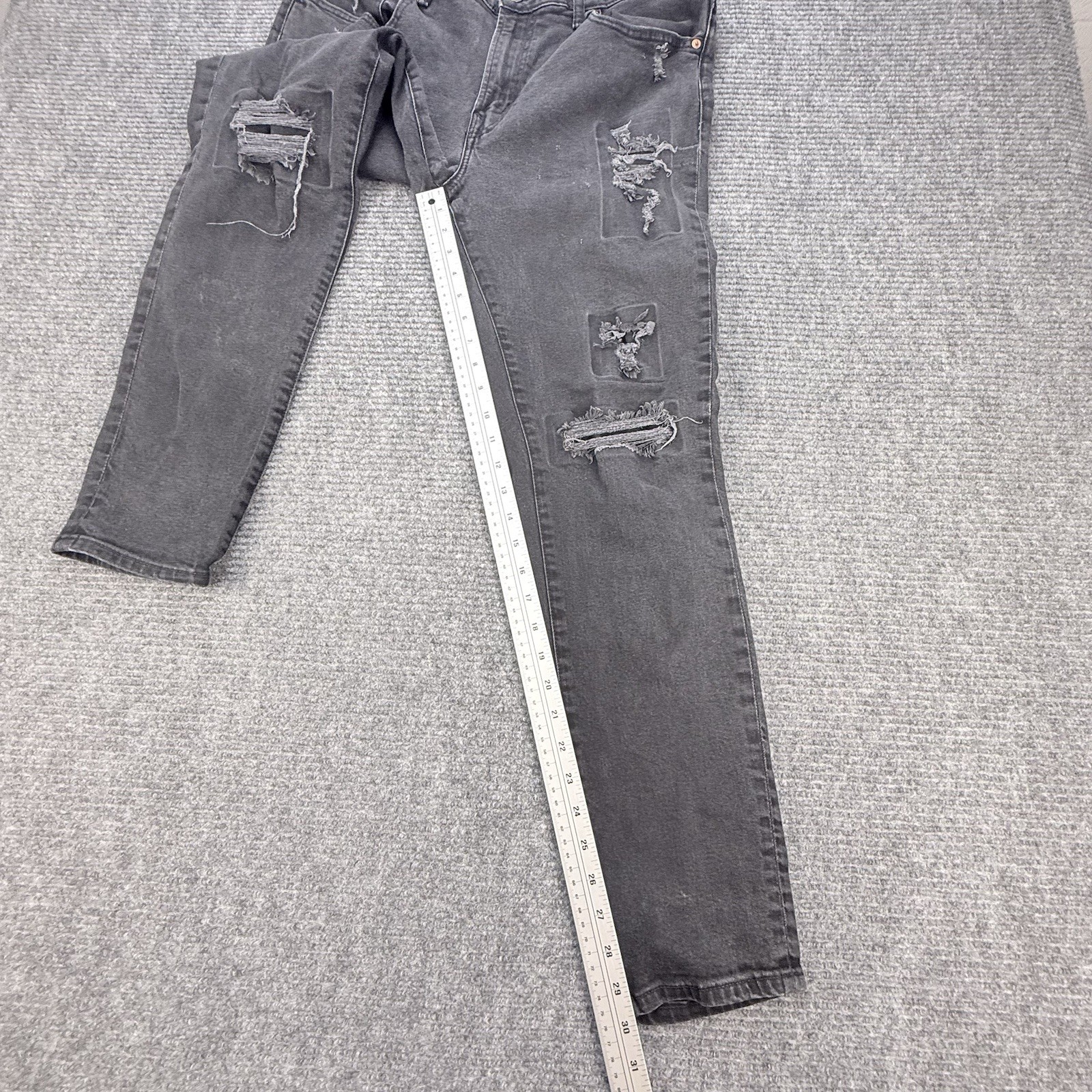 American Eagle AirFlex+ Athletic Skinny Jeans Men 36×32 Black Distressed Stretch