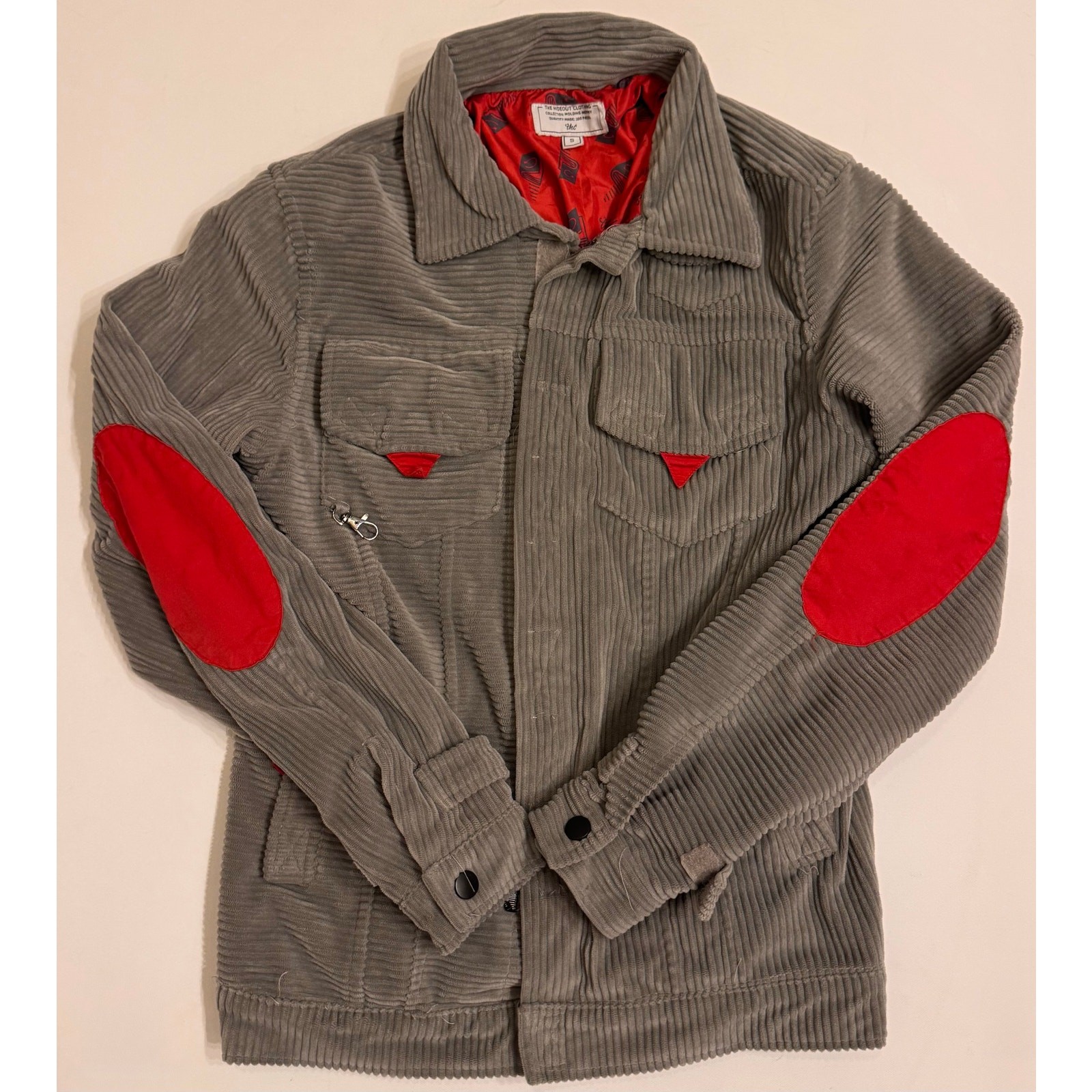 The Hideout Clothing Psychedelic Corduroy Jacket/Pants Set Size S Gray/Red