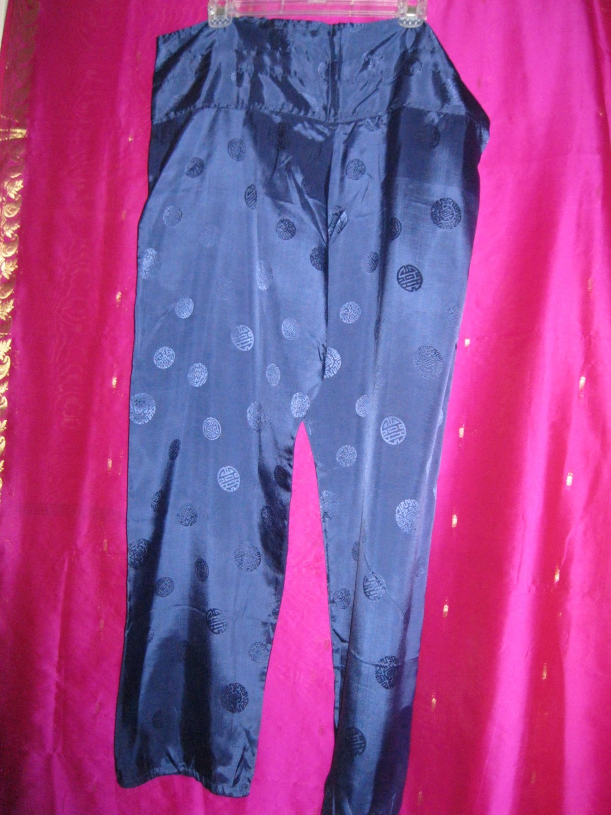 CHINA, 2 PC. NAVY BLUE COLORED ASIAN STYLE TOP & SLACKS, NEW, SZ S/M.