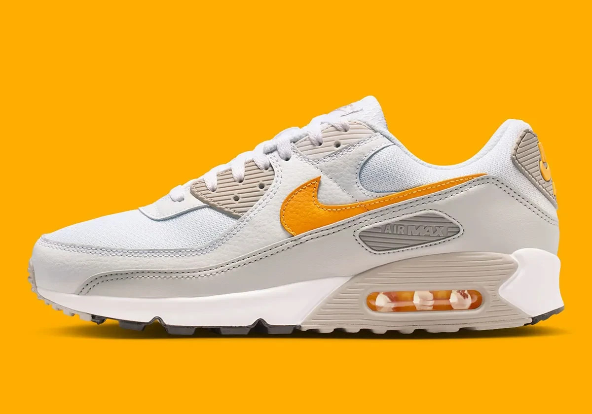 Nike Air Max 90 White Laser Orange Vast Grey Nby DM0029-119 Men’s