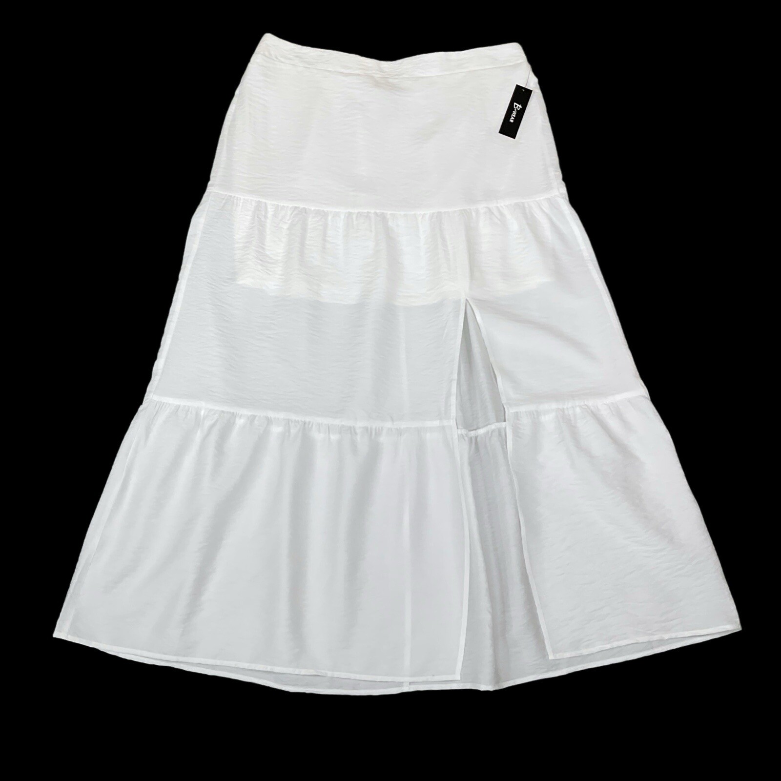 B Wear Skirt Womens Size XL White Maxi Partial Elastic Waist Slit Lined NWT