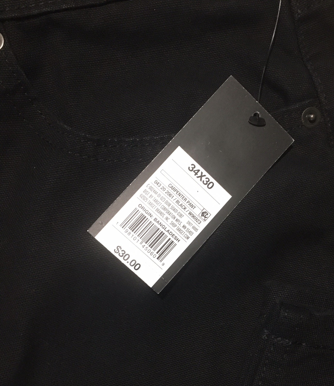 Original Use Mens Straight Leg Relaxed Carpenter Pants Black – Size 34×30