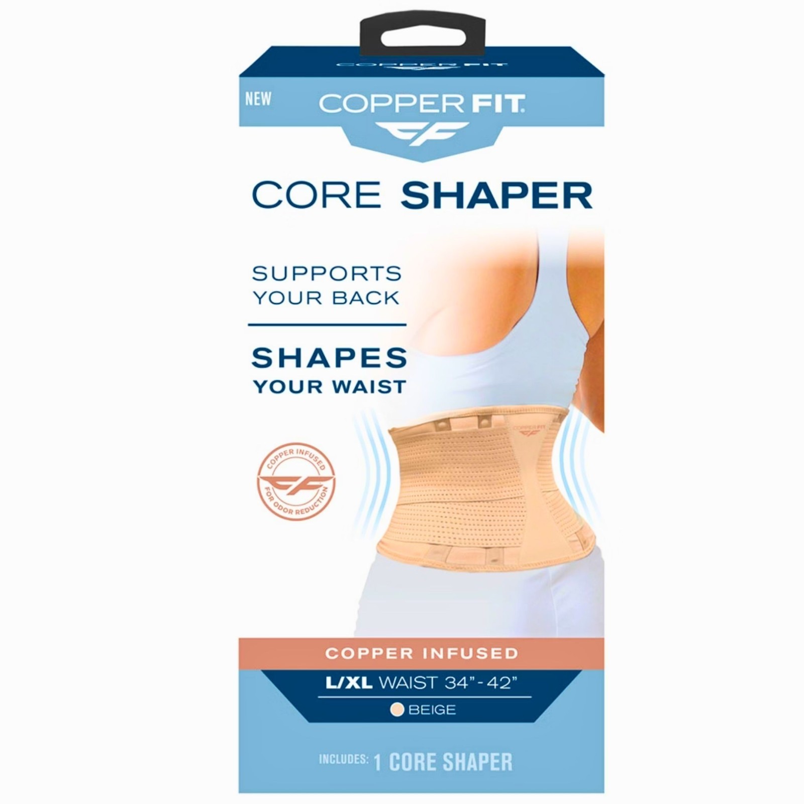 Copper Fit Core Shaper Beige L/XL (34″-42″) – 1 Pack – New