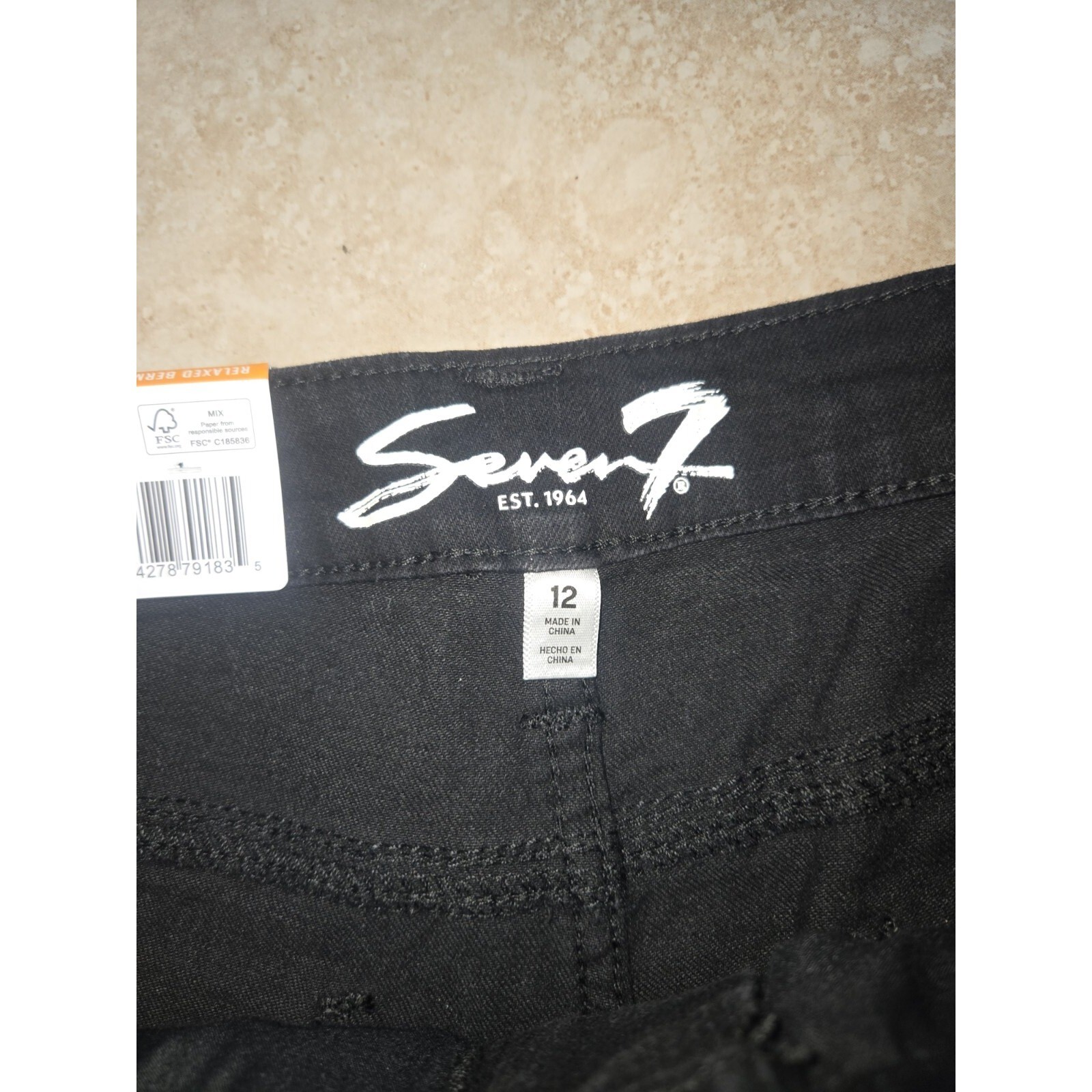 Seven7 Relaxed Bermuda Shorts Black Denim Mid Rise Fray Hem Womens 12 Summer