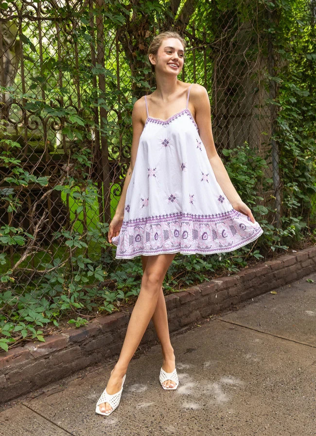 NWT $285 Love the Label Martine Embroidery Mini Slip Dress XS