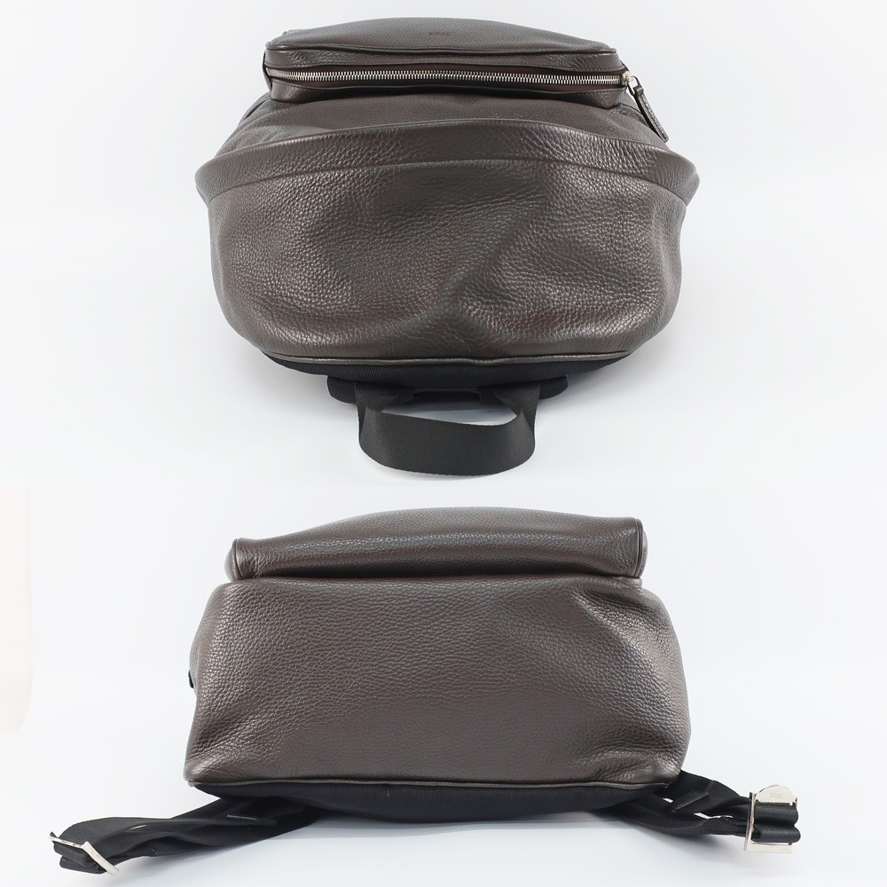 TOD’S Brown Leather Backpack Rucksack Italian Genuine Leather #M-4435