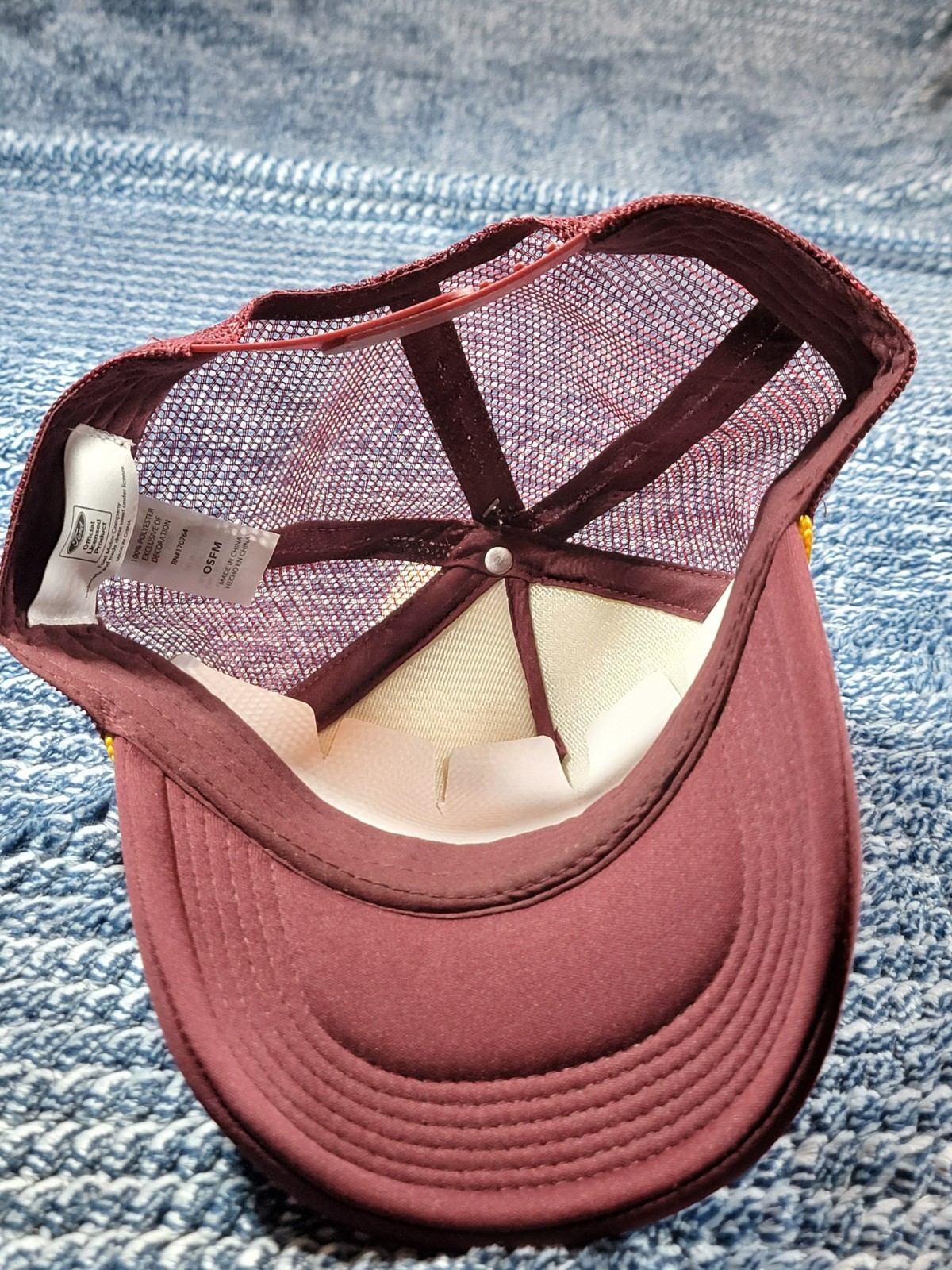 Ford Bronco Built Wild Trucker Hat Mesh Back Burgundy/Beige One Size