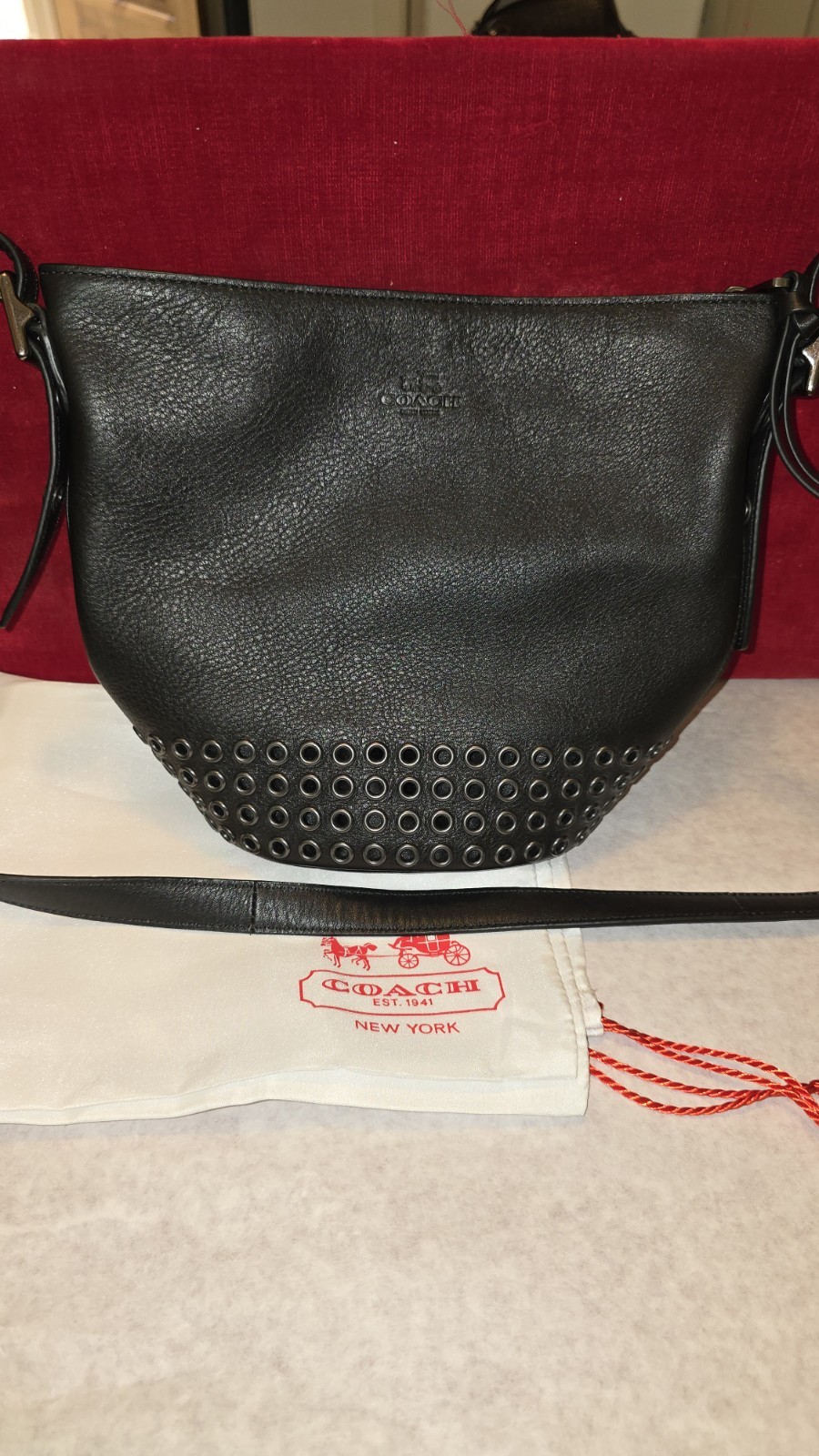 Coach Bleecker Grommet Mini Duffel 32386 Black Leather Crossbody PRISTINE!