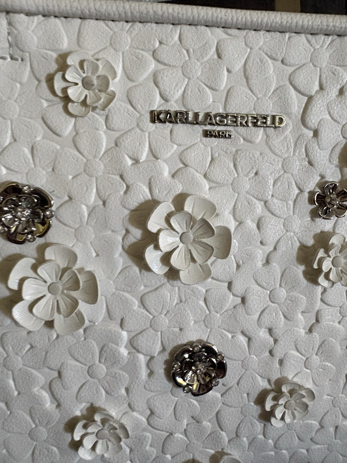 Medium Karl Lagerfeld Bag with Silver and White Appliqué Accents