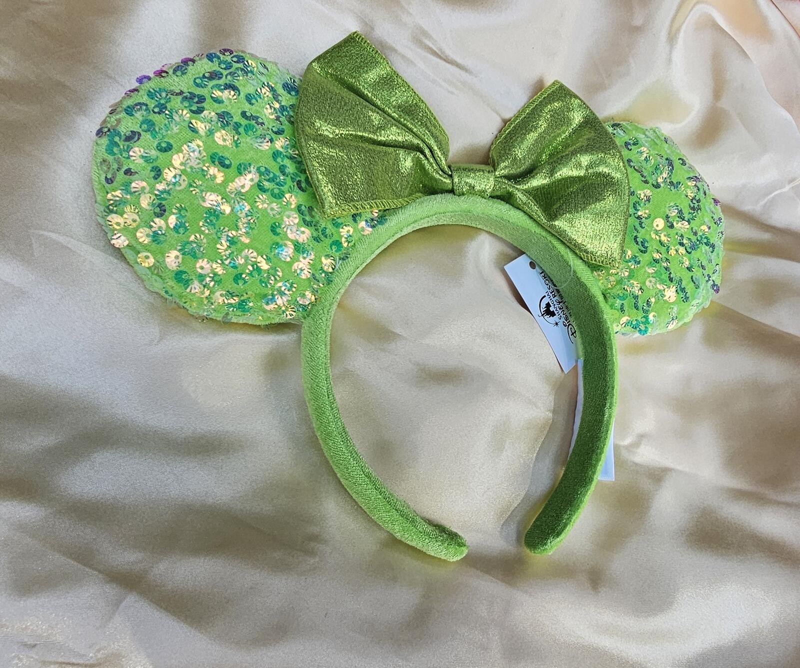 Disney Neon Green Sequin Minnie Ears Headband Lime