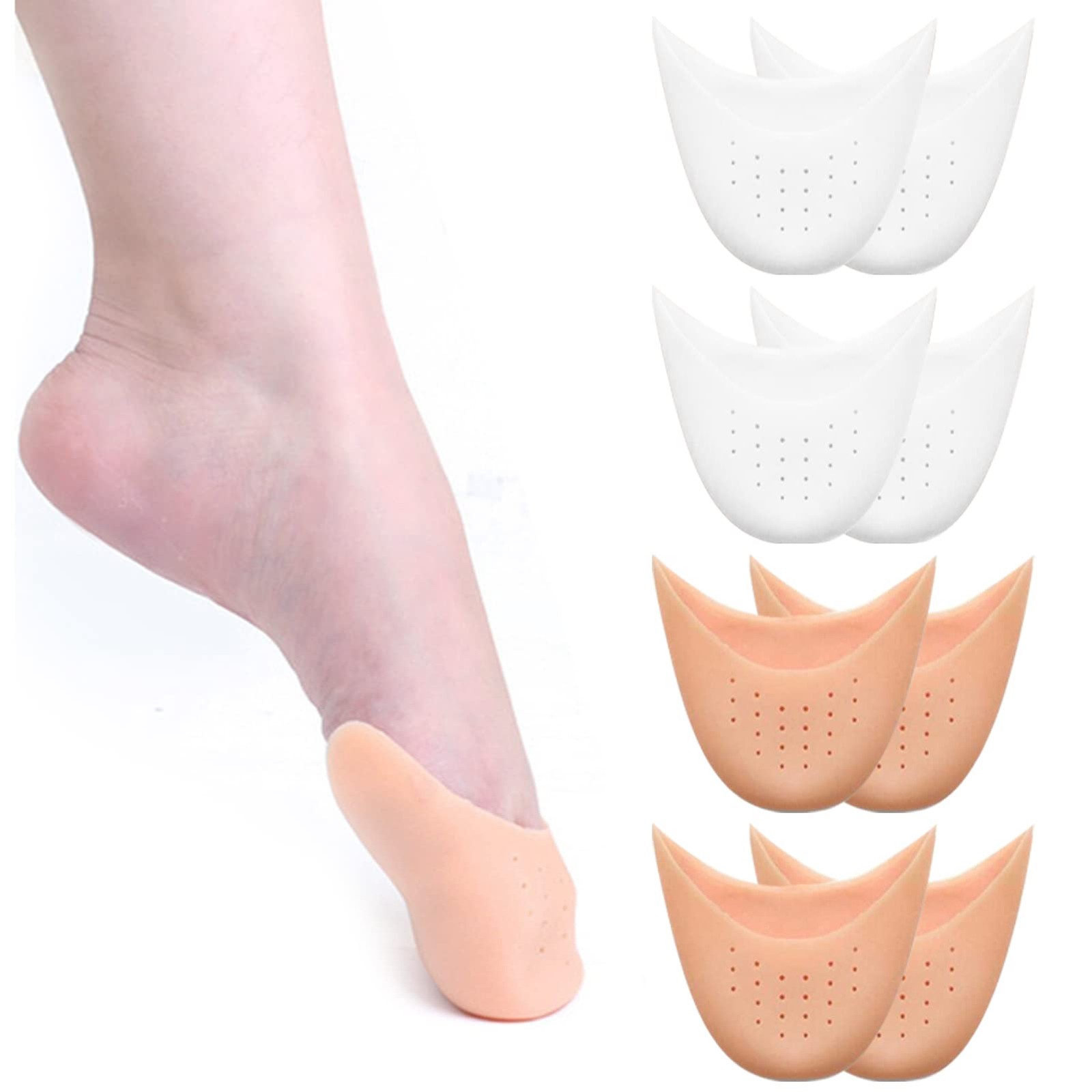 4-Pair Soft Gel Toe Pads for Pointe Shoes, Breathable Ballet Dance Protection…