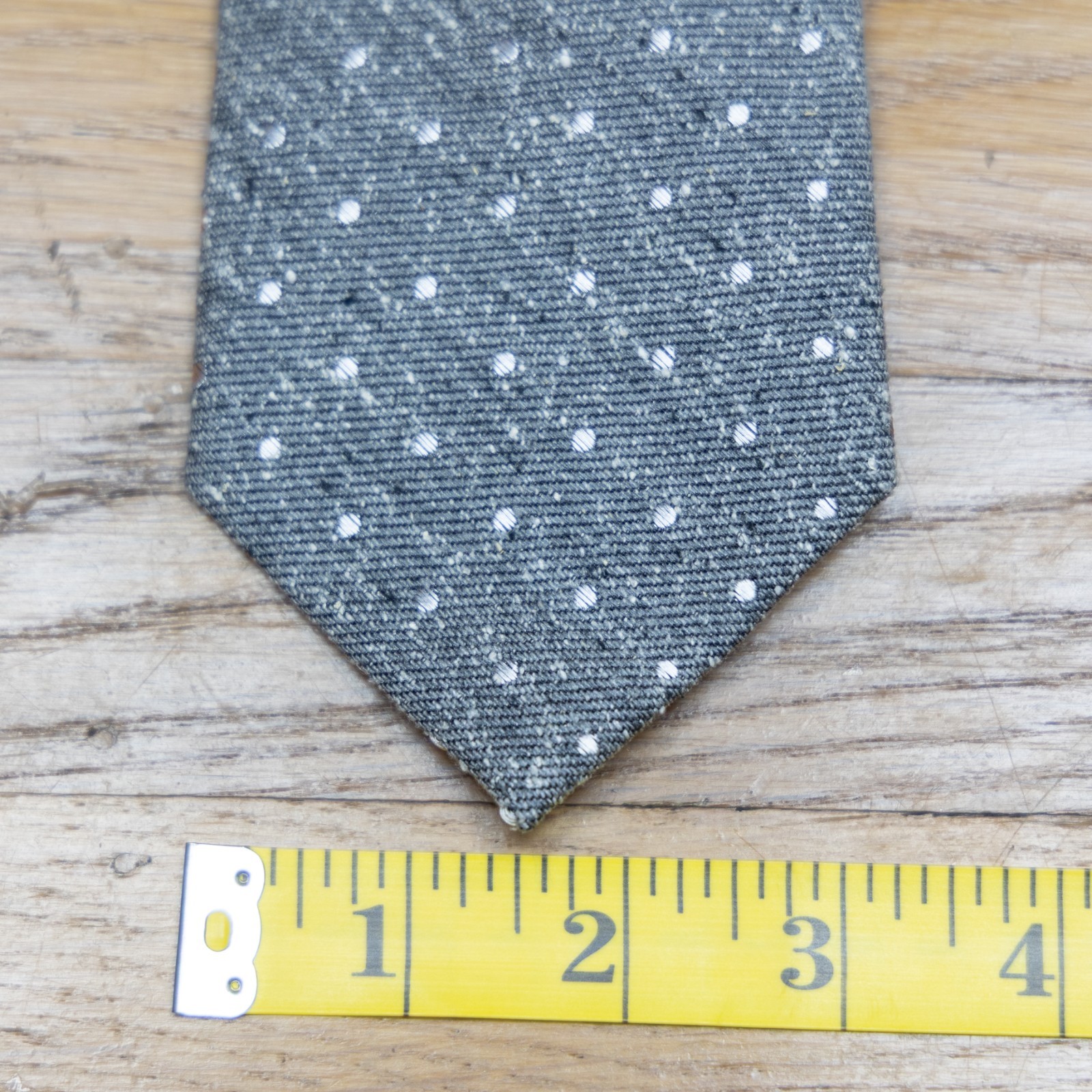 The Tie Bar Gray White Polka Dot Silk Tie 3.25 x 58 Necktie Mens