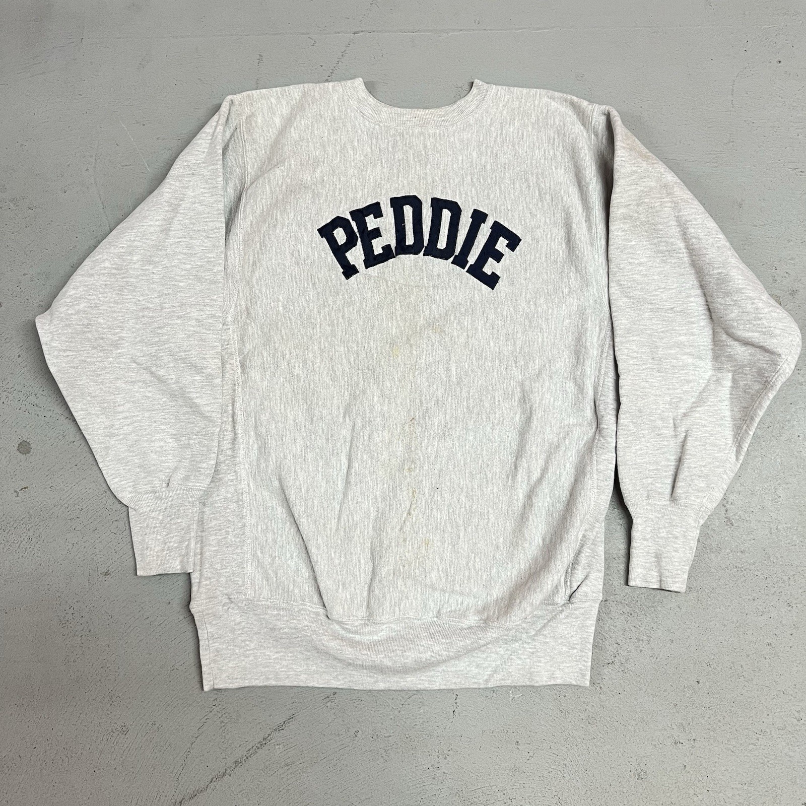 Vintage 90s Champion Reverse Weave PEDDIE The School Crewneck Sweatshirt Sz XL