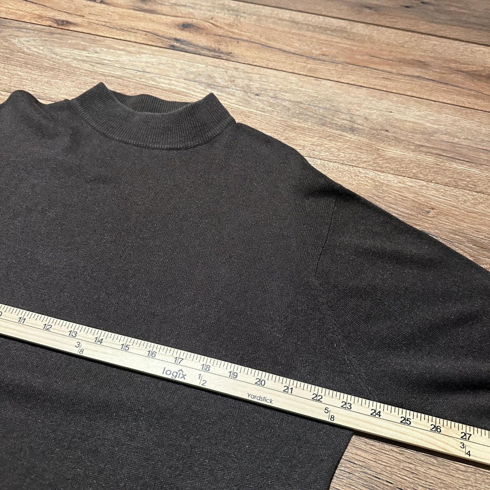Vintage Jack Lipson Brown Silk Cashmere Mock Neck Sweater Mens Large