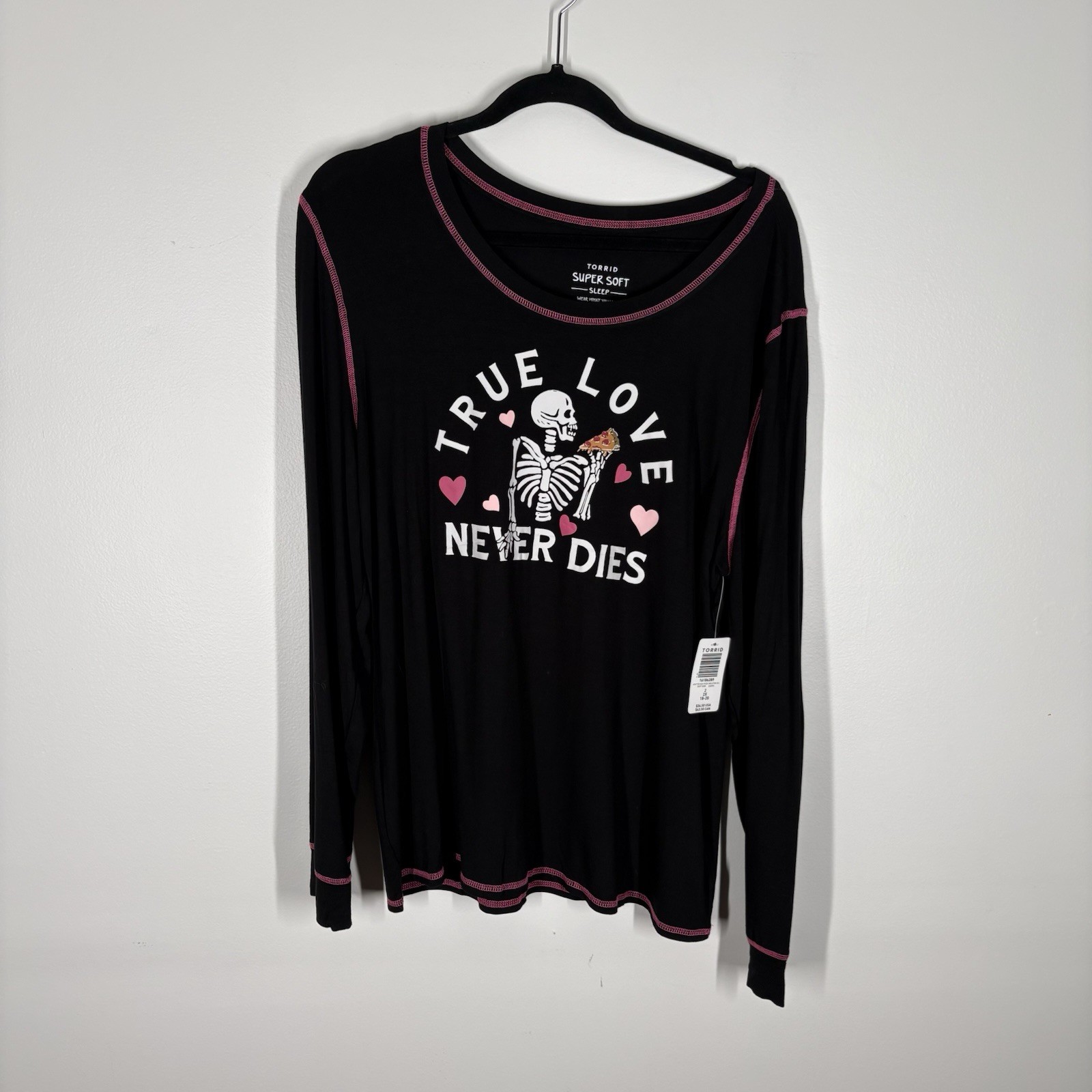 Torrid Women 2X Skeleton Pizza True Love Never Dies Super Soft Sleep Tee NWT
