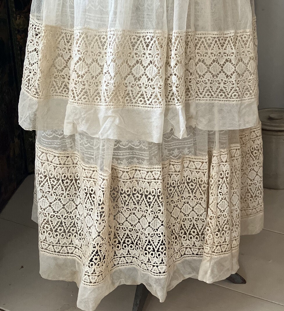 Edwardian Sheer Net and Lace Dress Excellent