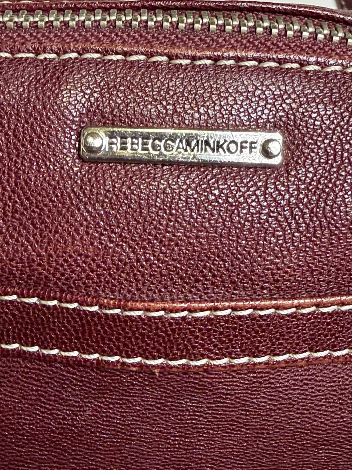 Rebecca Minkoff Mini Mac Crossbody Bag Maroon Leather Purse Chain Strap Studded