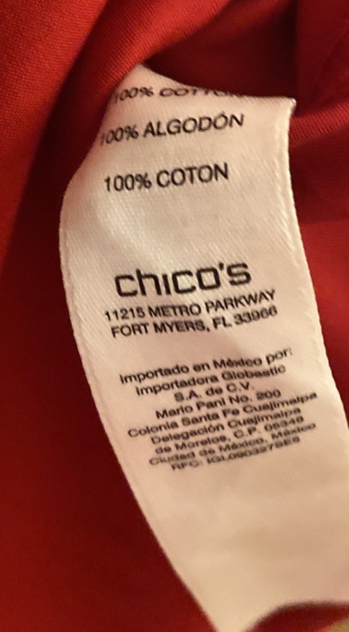 Chicos Shirt Size 3.5 (18) Red 3/4 Sleeve No Iron SateenButton Up Career Office