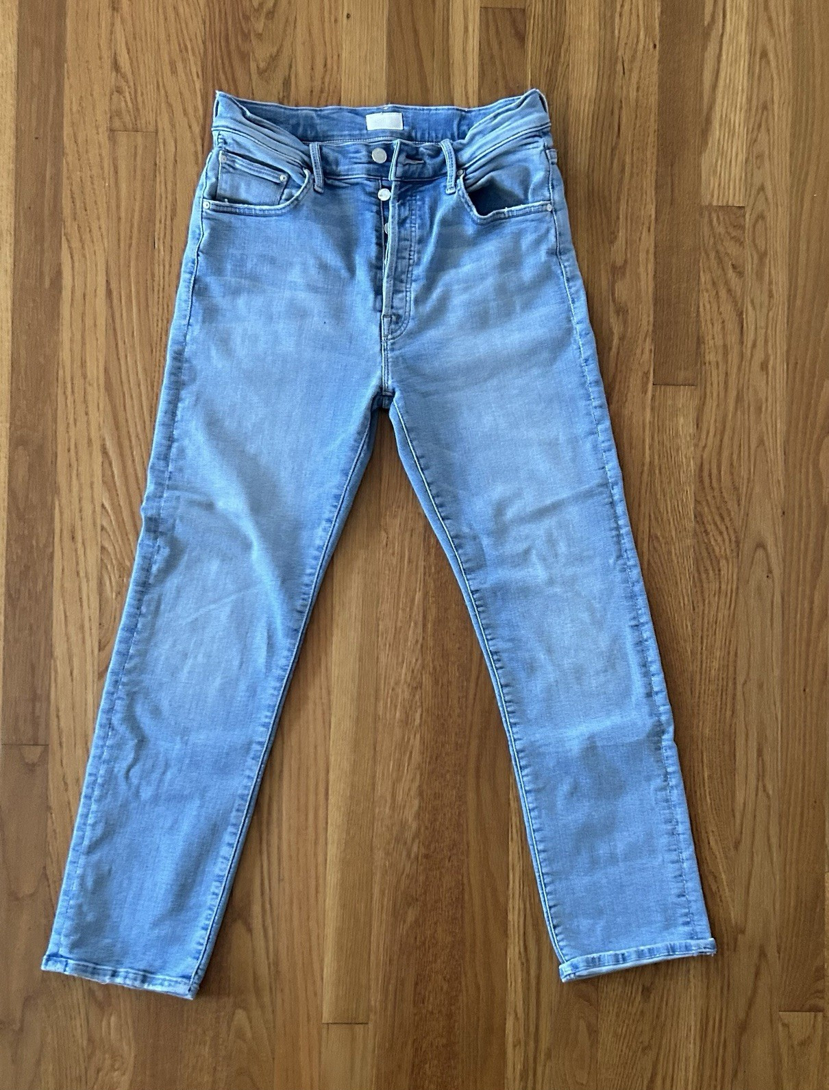 Sz 28 | MOTHER Hiker Hover | High Rise Straight Jeans | Light Wash | Excellent