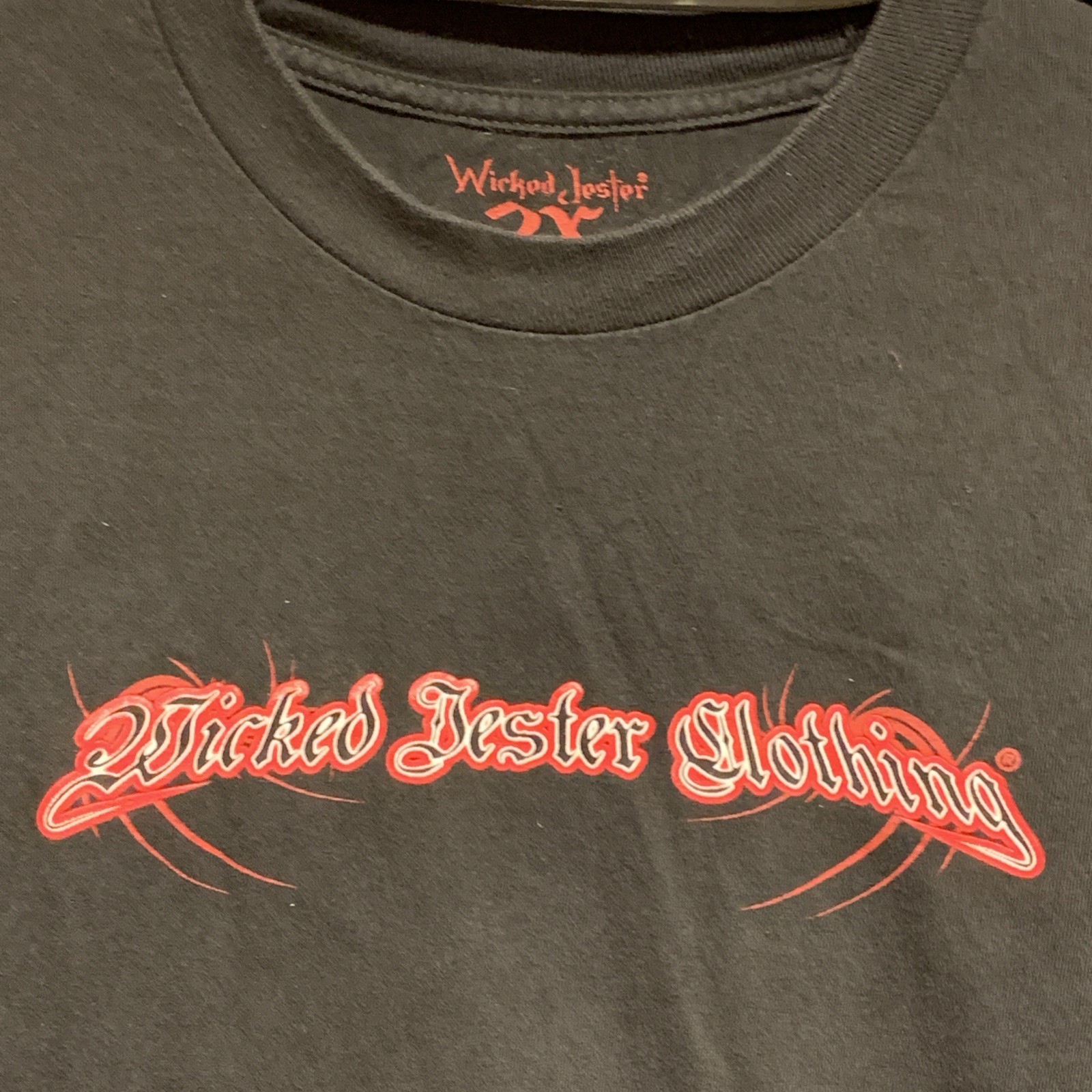 Wicked Jester Graphic T Shirt Mens 2X Black Red Open Sinner VS False Saint Y2K