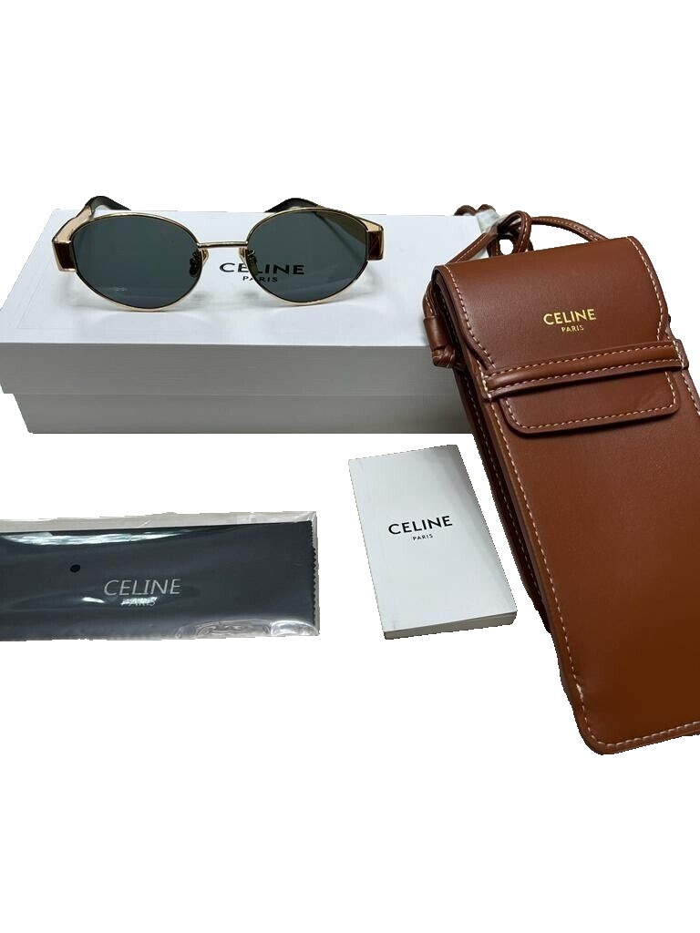 Sunglasses Celine CL40235U Triomphe metal with gold frame Lenses-Brown