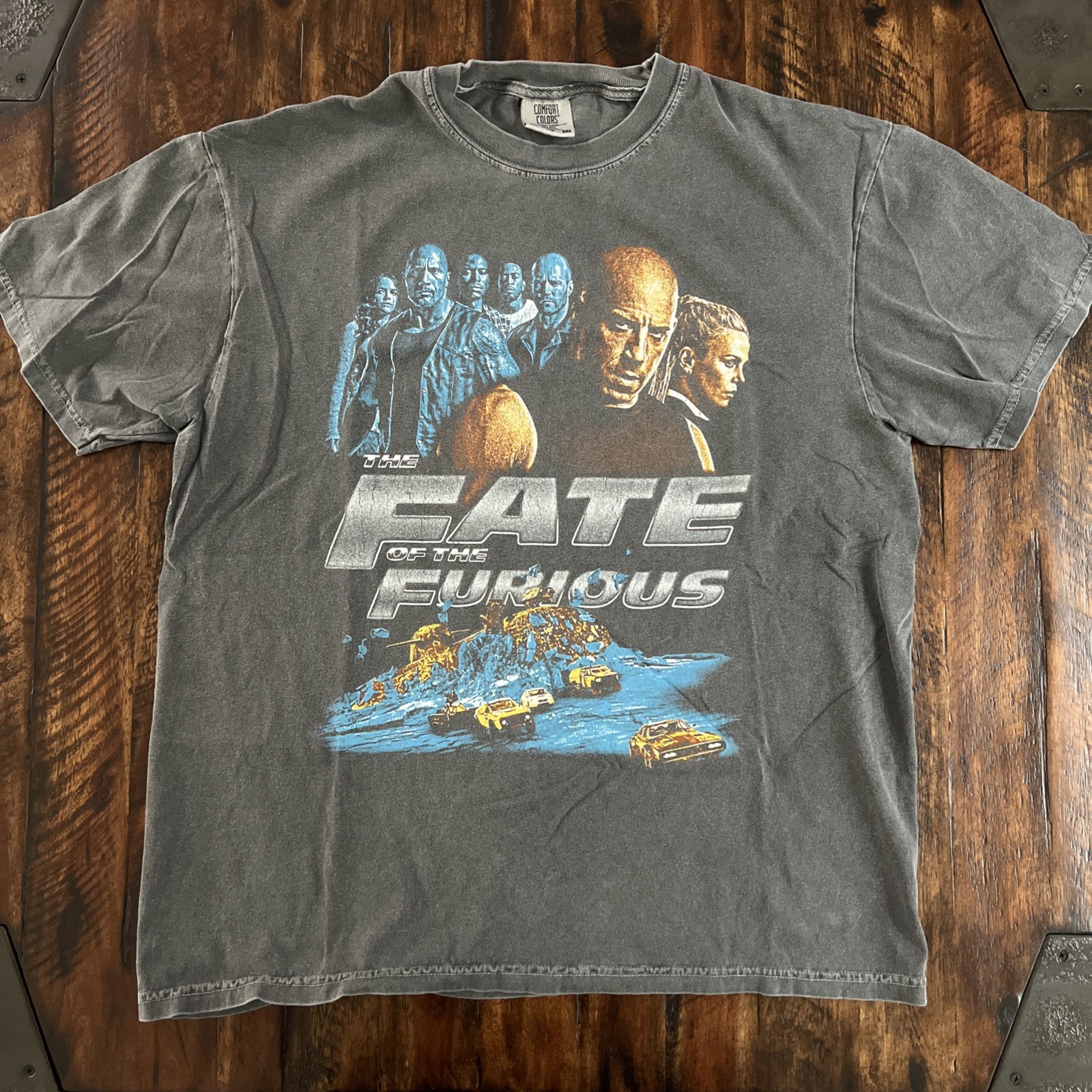 Fast and The Furious Fate of shirt 2-Sided Comfort Colors Pepper Size XL Used